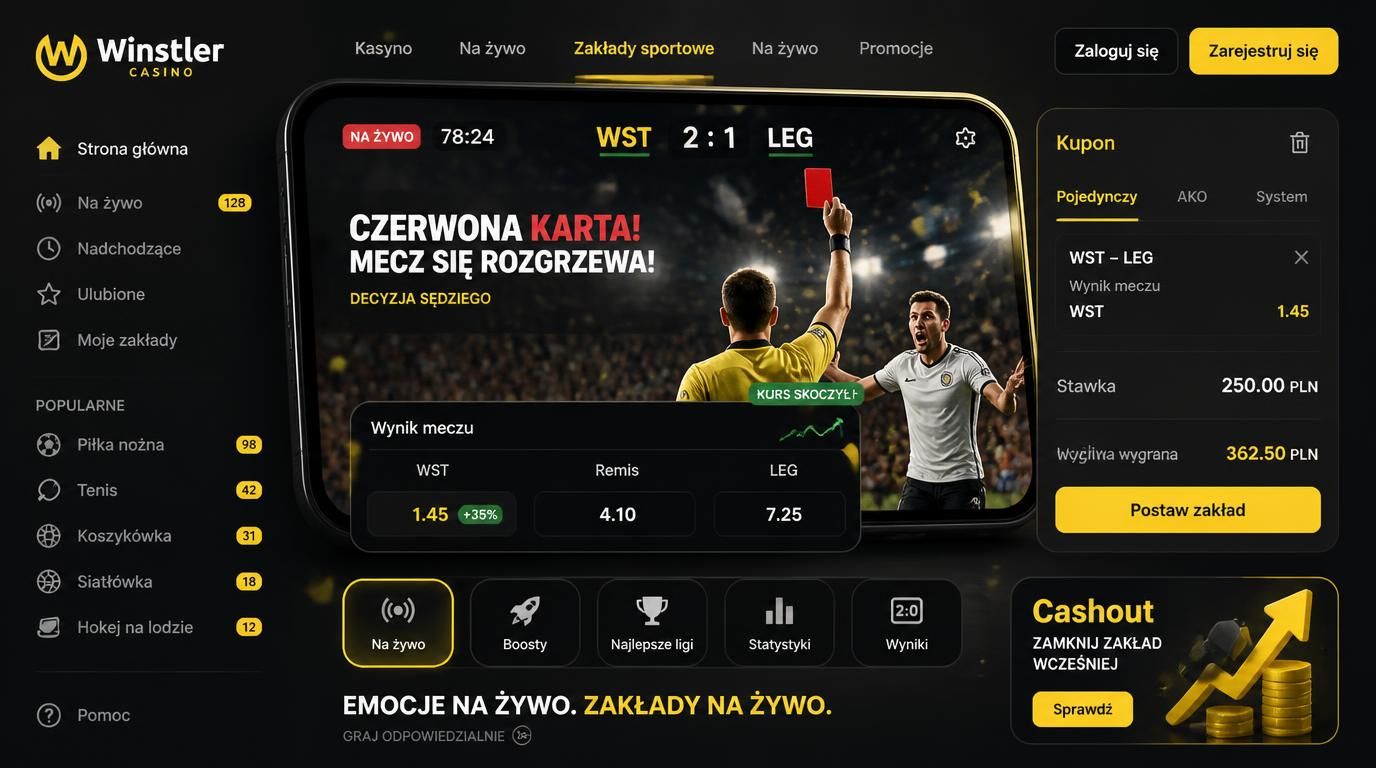 Emocjonalna scena live betting z meczu, kurs skacze
